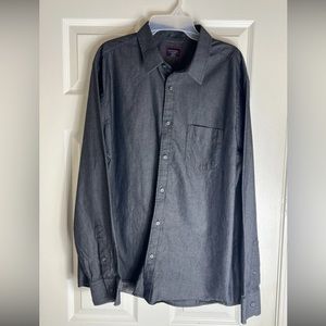 Untuckit Chambray Casablanca Shirt Mens 2XL Dark Gray Button Up 100% Cotton